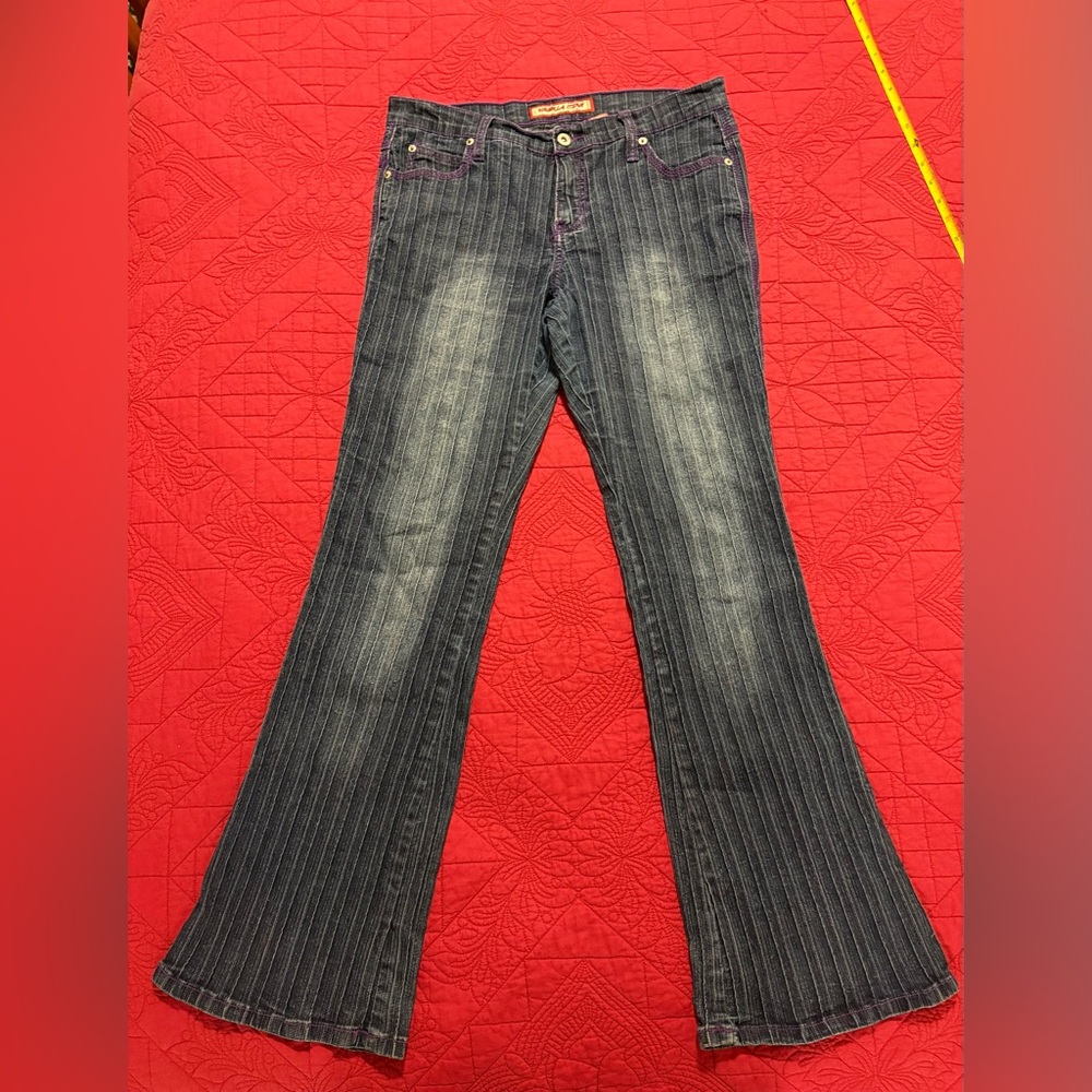 Vanilla Star Flare Jeans With Purple Stitch